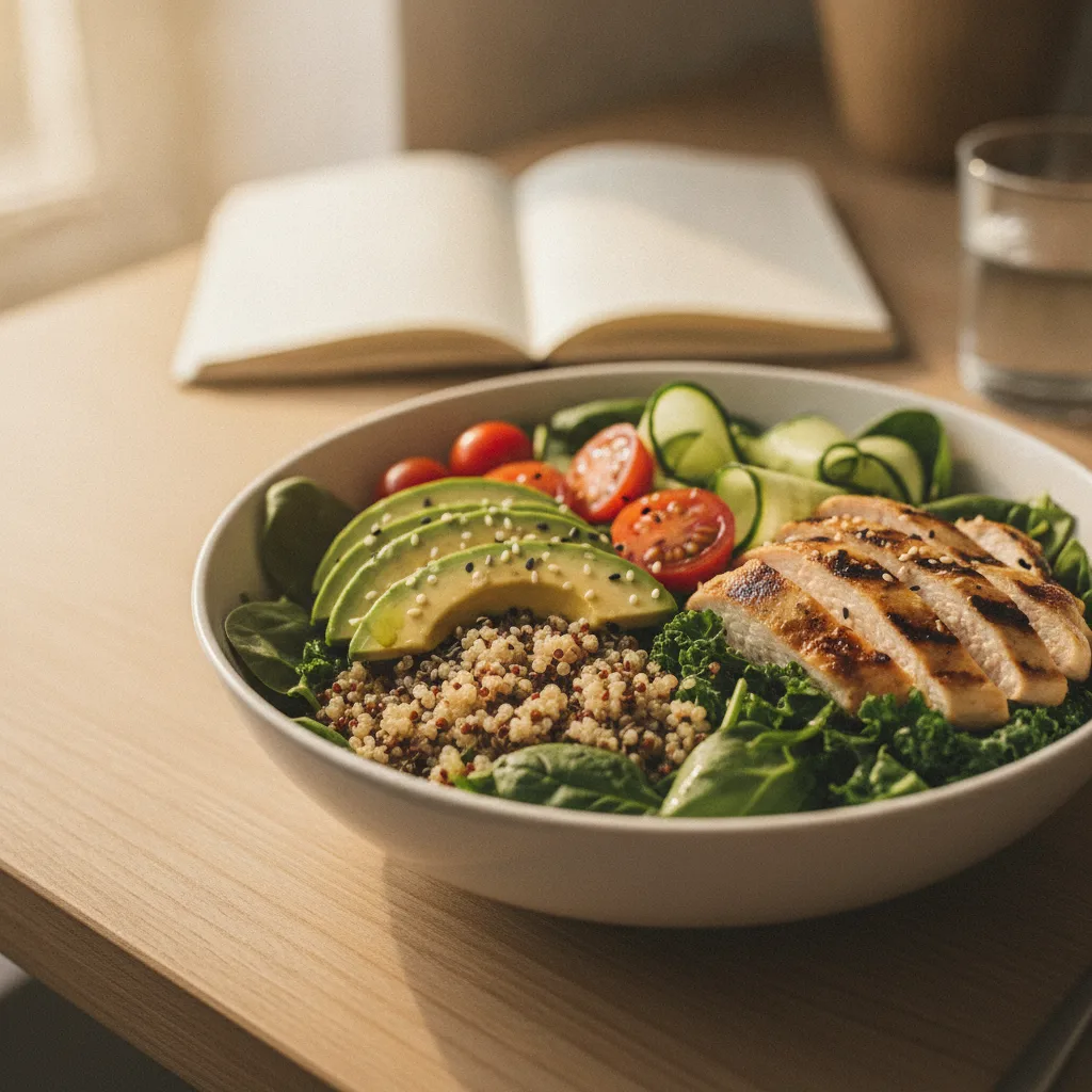 Fresh lunch bowl at midday